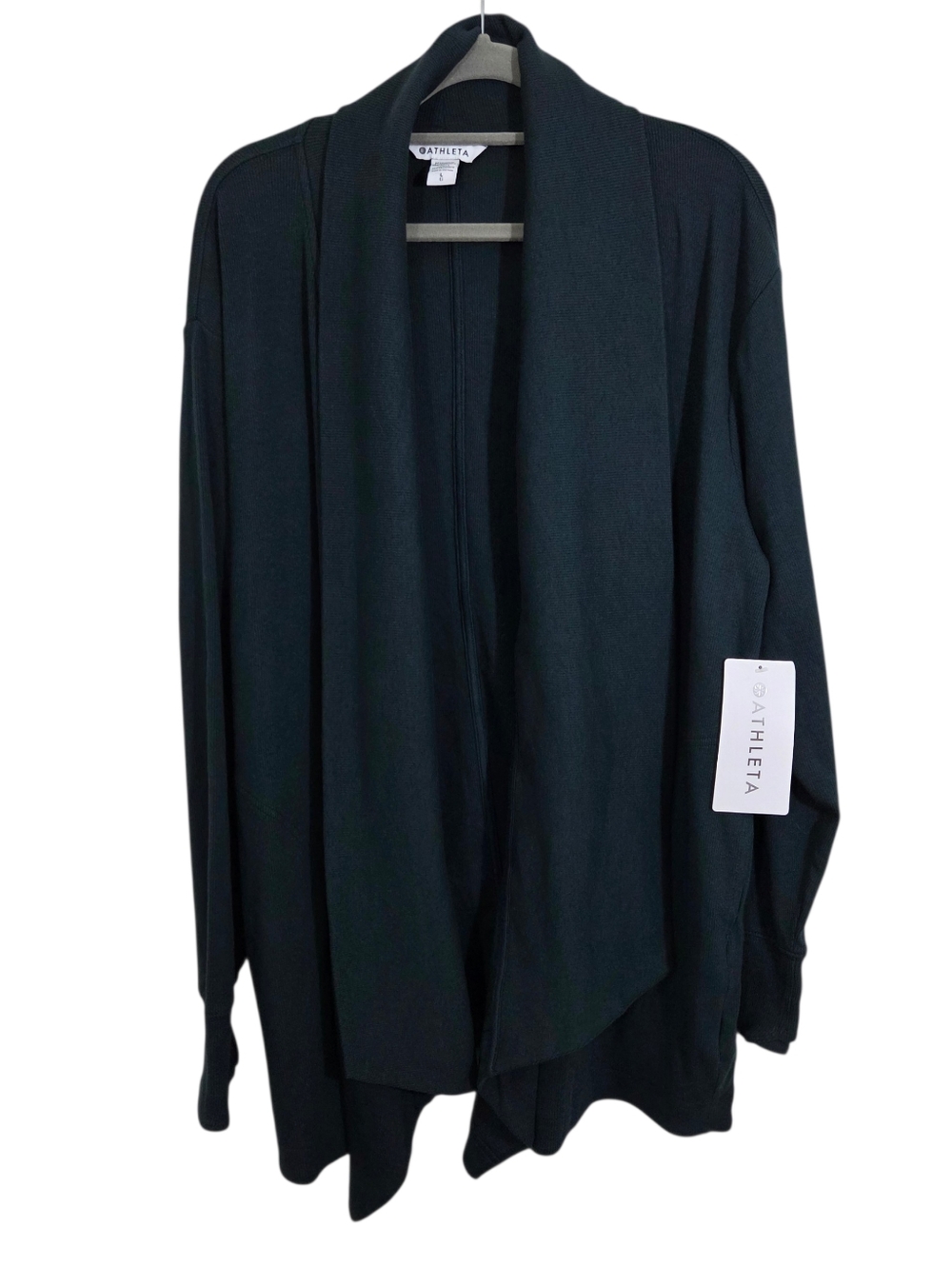 NWT Athleta Pranayama Restore Rib Wrap Dark Green Size Large Cardigan Casual